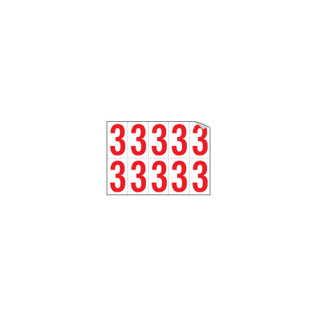 Foglio n. 10 numeri autoadesivi B/R numero 3