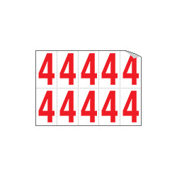 Foglio n. 10 numeri autoadesivi B/R numero 4