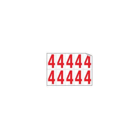 Foglio n. 10 numeri autoadesivi B/R numero 4
