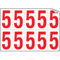 Foglio n. 10 numeri autoadesivi B/R numero 5