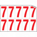 Foglio n. 10 numeri autoadesivi B/R numero 7