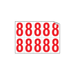 Foglio n. 10 numeri autoadesivi B/R numero 8