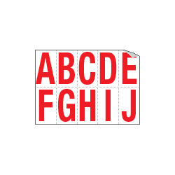 Foglio n. 10 etichette adesive B/R lett. da A a J