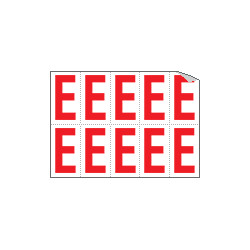 Foglio n. 10 etichette adesive B/R lettera E