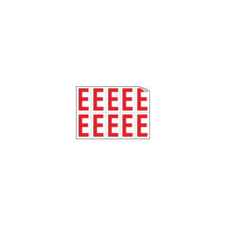 Foglio n. 10 etichette adesive B/R lettera E