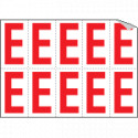 Foglio n. 10 etichette adesive B/R lettera E