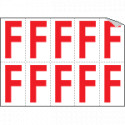 Foglio n. 10 etichette adesive B/R lettera F