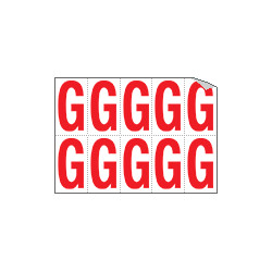 Foglio n. 10 etichette adesive B/R lettera G