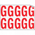 Foglio n. 10 etichette adesive B/R lettera G
