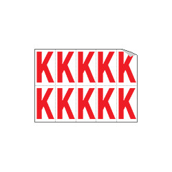 Foglio n. 10 etichette adesive B/R lettera K