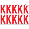 Foglio n. 10 etichette adesive B/R lettera K