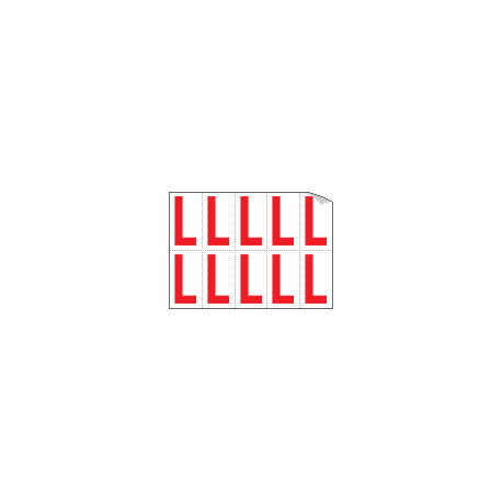 Foglio n. 10 etichette adesive B/R lettera L