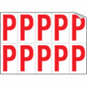 Foglio n. 10 etichette adesive B/R lettera P