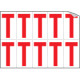 Foglio n. 10 etichette adesive B/R lettera T