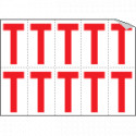 Foglio n. 10 etichette adesive B/R lettera T
