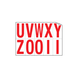 Foglio n. 10 etichette adesive B/R lett. da U a Z