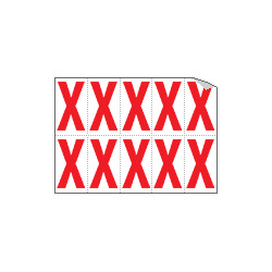 Foglio n. 10 etichette adesive B/R lettera X