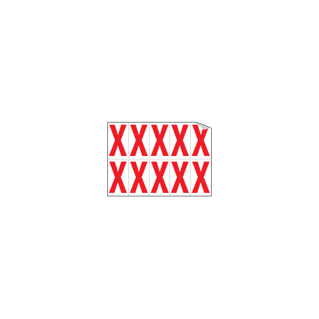 Foglio n. 10 etichette adesive B/R lettera X