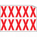 Foglio n. 10 etichette adesive B/R lettera X