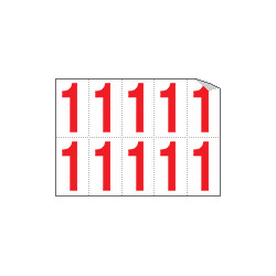 Foglio n. 10 numeri autoadesivi B/R numero 1