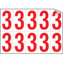 Foglio n. 10 numeri autoadesivi B/R numero 3