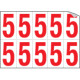 Foglio n. 10 numeri autoadesivi B/R numero 5