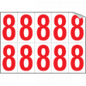 Foglio n. 10 numeri autoadesivi B/R numero 8