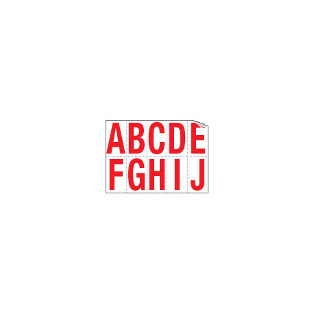 Foglio n. 10 etichette adesive B/R lett. da A a J
