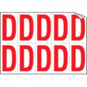 Foglio n. 10 etichette adesive B/R lettera D
