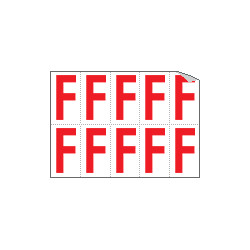 Foglio n. 10 etichette adesive B/R lettera F