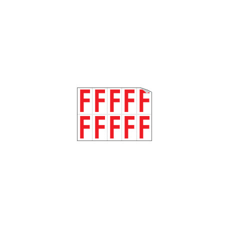Foglio n. 10 etichette adesive B/R lettera F