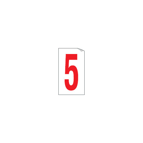 Foglio n. 1 numeri autoadesivi B/R numero 5