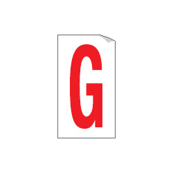 Foglio n. 1 etichette adesive B/R lettera G