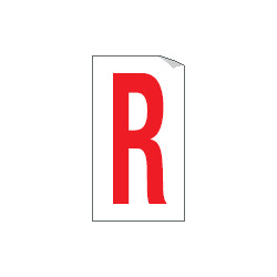 Foglio n. 1 etichette adesive B/R lettera R