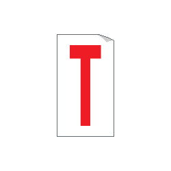 Foglio n. 1 etichette adesive B/R lettera T