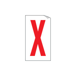 Foglio n. 1 etichette adesive B/R lettera X