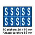Foglio n. 10 etichette adesive B/B lettera S