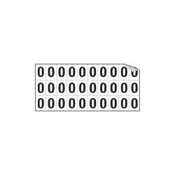 Foglio n. 30 numeri autoadesivi B/N numero "0"
