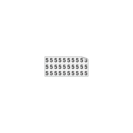 Foglio n. 30 etichette autoadesive B/N numero "5"