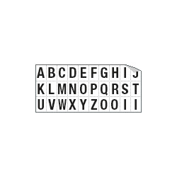 Foglio n. 30 etichette adesive B/N lettere da A a Z