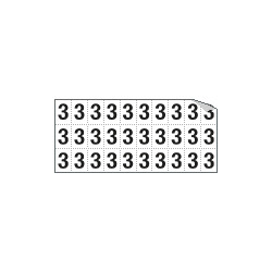Foglio n. 30 numeri autoadesivi B/N numero 3
