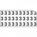 Foglio n. 30 numeri autoadesivi B/N numero 3