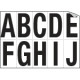 Foglio n. 10 etichette autoadesive B/N lettere da A a J