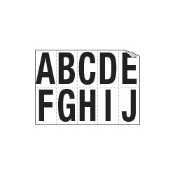 Foglio n. 10 etichette autoadesive B/N lettere da A a J