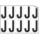 Foglio n. 10 etichette autoadesive B/N lettera J