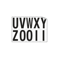 Foglio n. 10 etichette autoadesive B/N lettere da U a Z