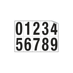 Foglio n. 10 etichette autoadesive B/N numeri da 0 a 9