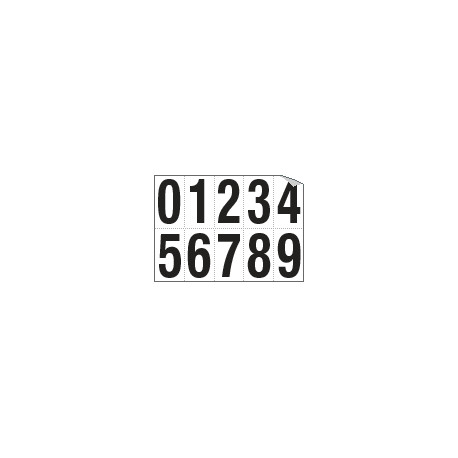 Foglio n. 10 etichette autoadesive B/N numeri da 0 a 9