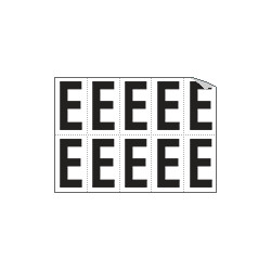 Foglio n. 10 etichette autoadesive B/N lettera E