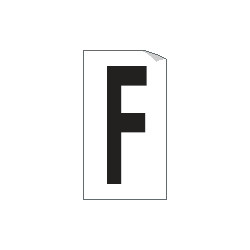 Foglio n. 1 etichetta autoadesiva B/N lettera F